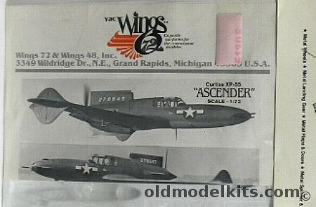 Vac Wings 1/72 Curtiss XP-55 Ascender, VW7247 plastic model kit